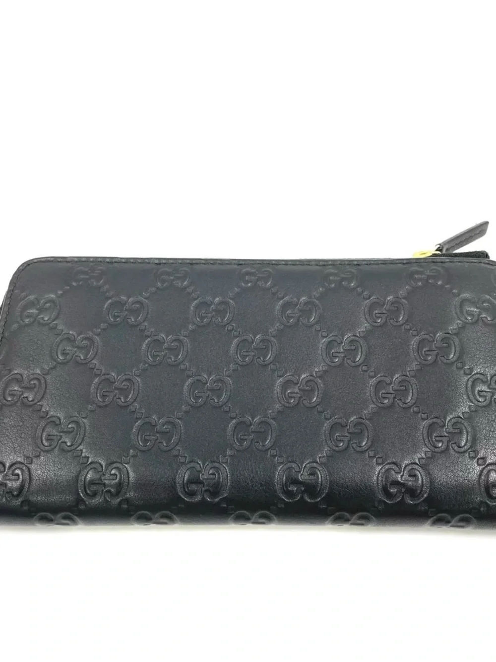 Gucci Black‎ Guccissima Leather Continental Wallet 12 Card Slots Zip Coin Pocket